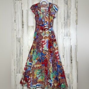 $498 Robert Graham Wrap Women Dress Lucia Sleeveless Silk Floral Paisley Spring